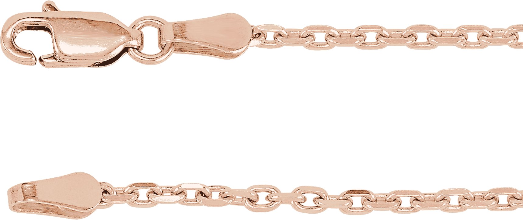 14K Rose 2 mm Diamond-Cut Cable 16" Chain