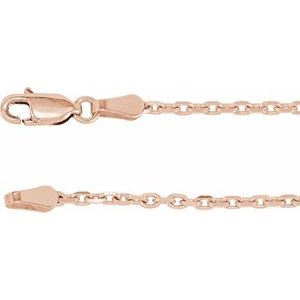 14K Rose 2 mm Diamond-Cut Cable 16" Chain