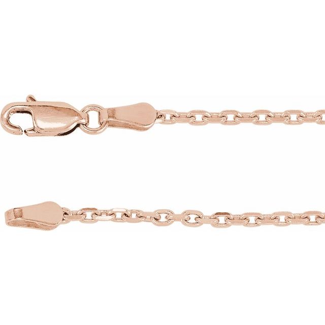 14K Rose 2 mm Diamond-Cut Cable 20 Chain
