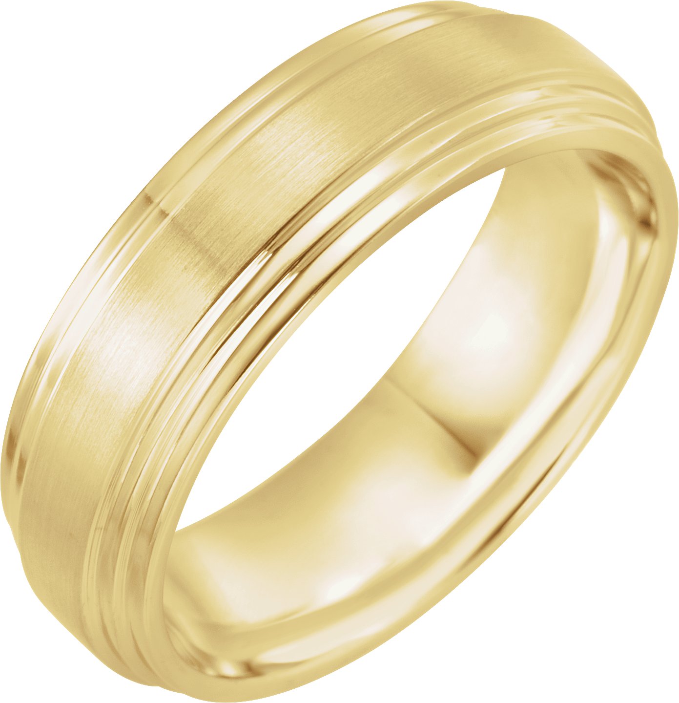 14K Yellow 7 mm Double Stepped Edge Comfort-Fit Band Size 9