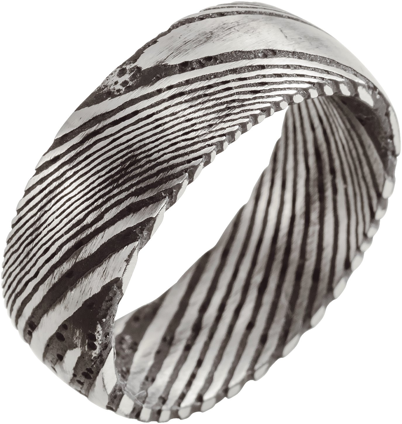 Damascus Steel 8 mm Flat Comfort-Fit Band Size 12.5