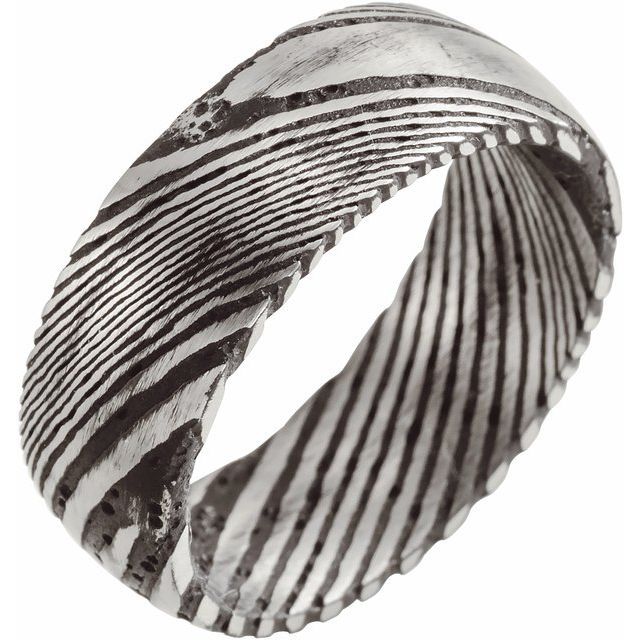 Damascus Steel 8 mm Patterned Band Size 10