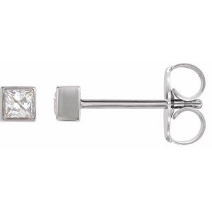 14K White 3/8 CTW Natural Diamond Bezel-Set Earrings