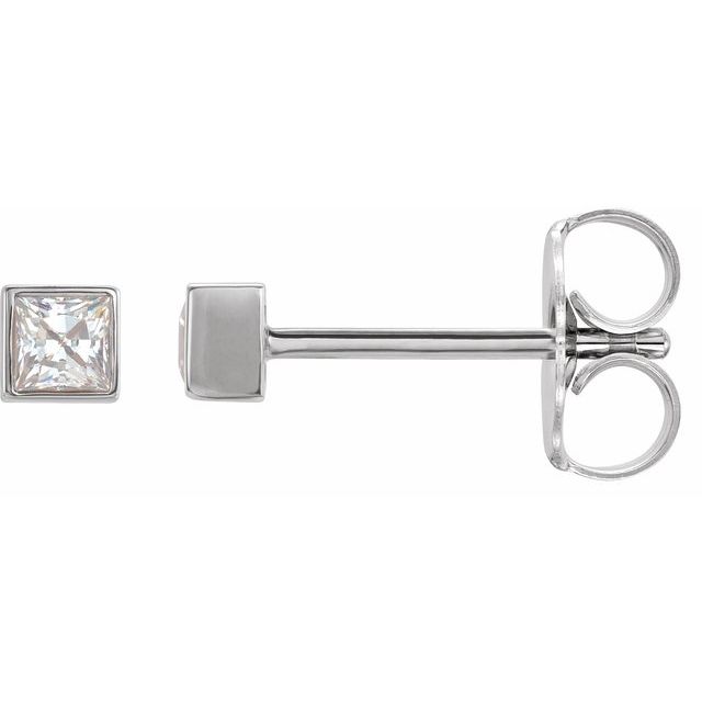 14K White 3/8 CTW Natural Diamond Bezel-Set Earrings