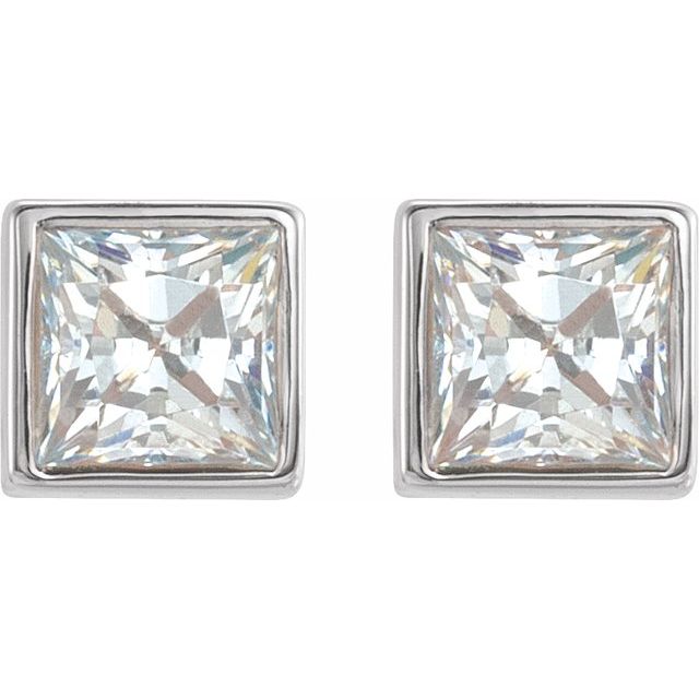 14K White 5/8 CTW Natural Diamond Bezel-Set Earrings