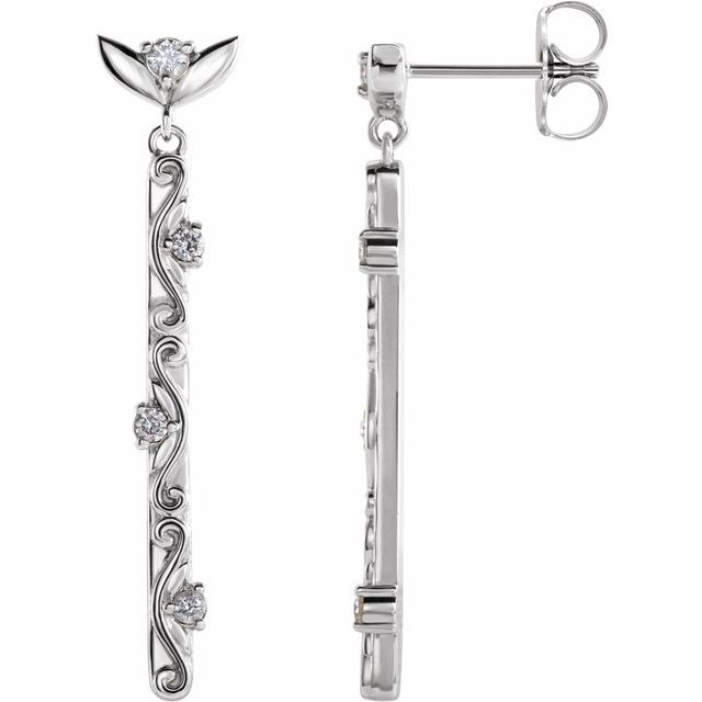 Sterling Silver 1/8 CTW Natural Diamond Vintage-Inspired Earrings