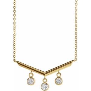 14K Yellow 1/3 CTW Natural Diamond V Bar 18" Necklace