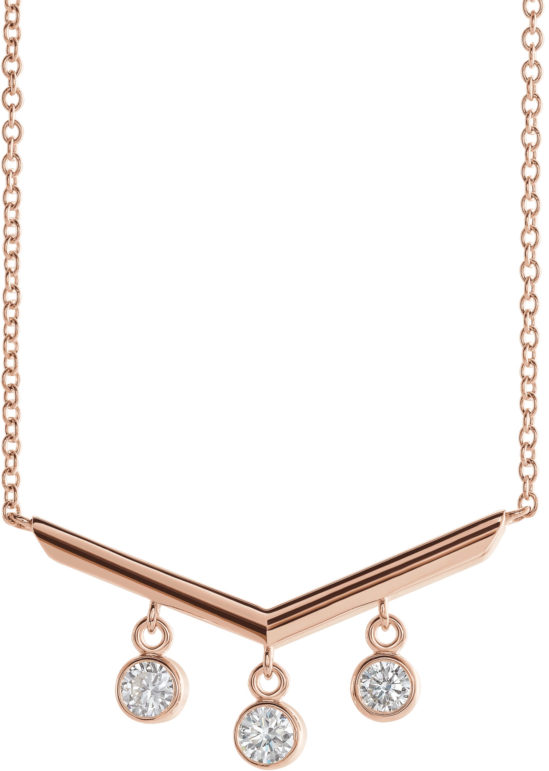 Diamond V Necklace, 14K Rose / 16 in.