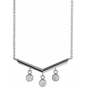 14K White 1/3 CTW Diamond V Bar 16" Necklace