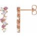 14K Rose Natural Ethiopian Opal, Natural Pink Sapphire & 1/10 CTW Natural Diamond Scattered Bar Earrings