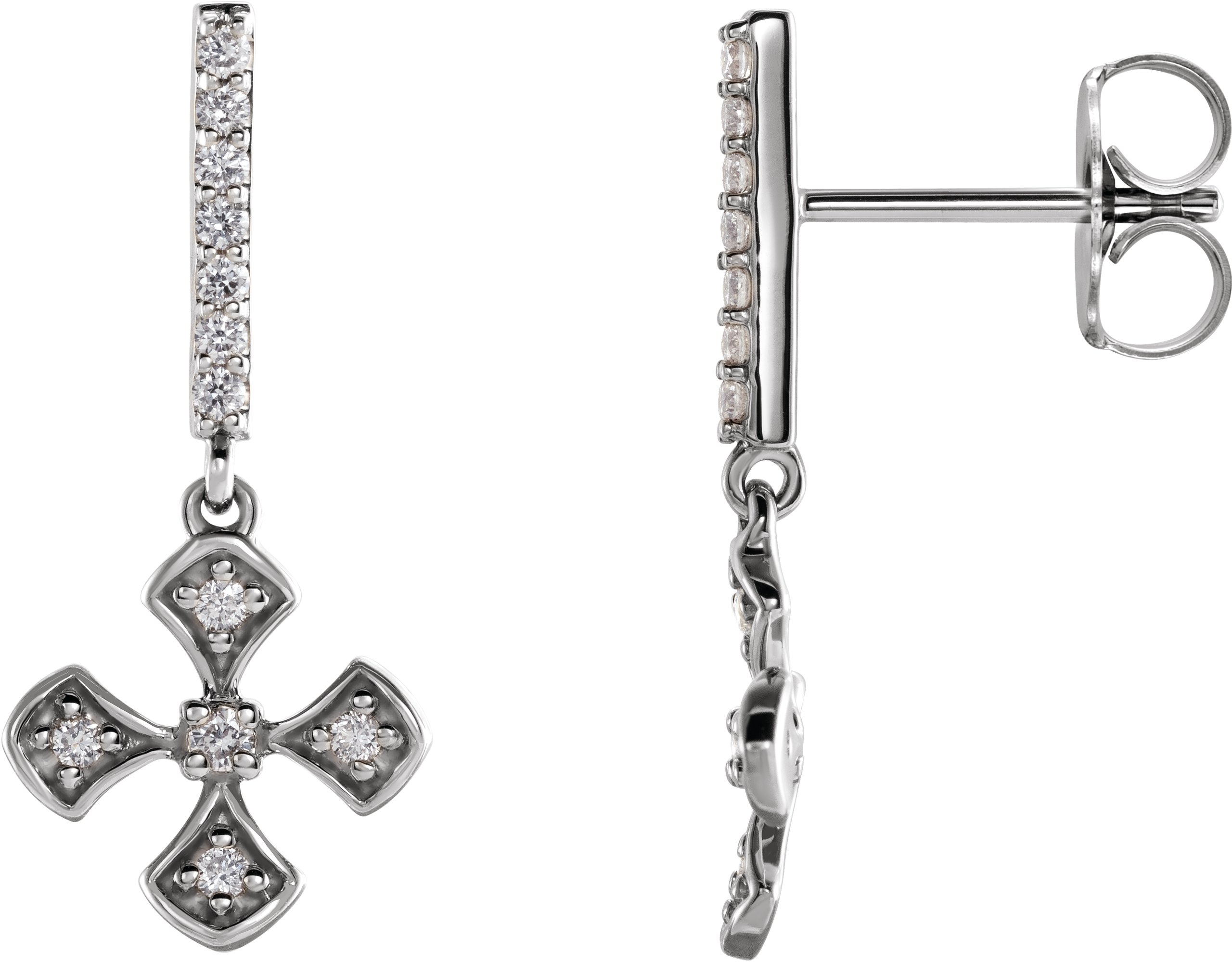 Diamond cross hot sale dangle earrings