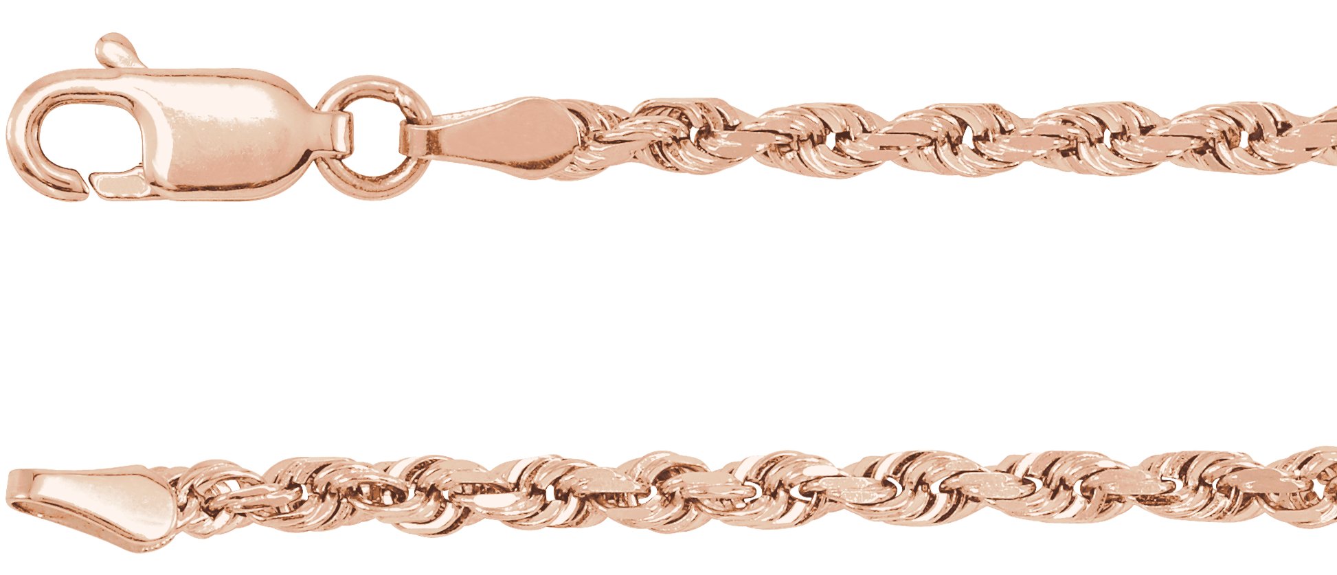 14K Rose 2.5 mm Diamond-Cut Rope 18" Chain