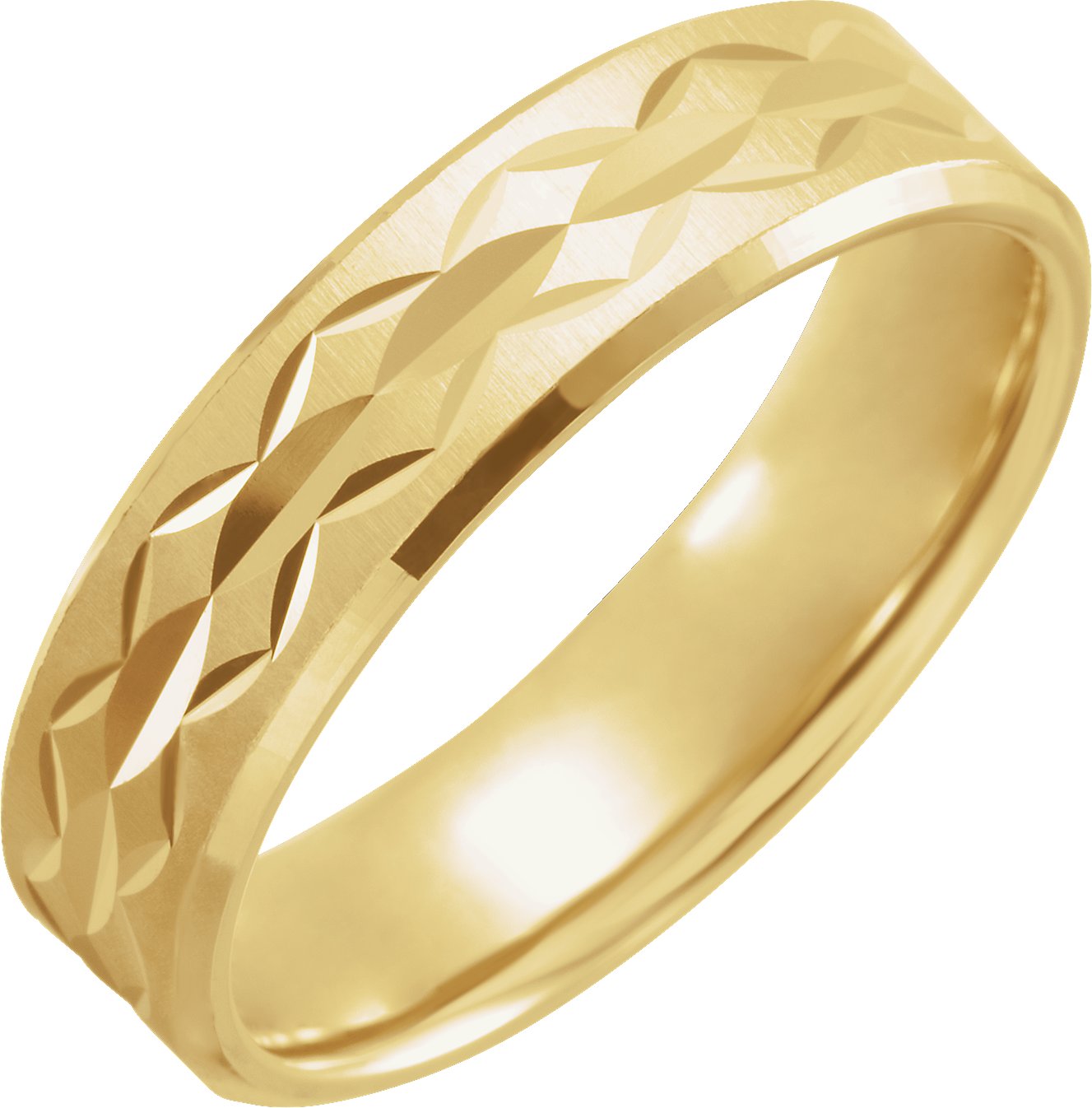 14K Yellow 6 mm Design Band with Satin/Polished Finish Size 11