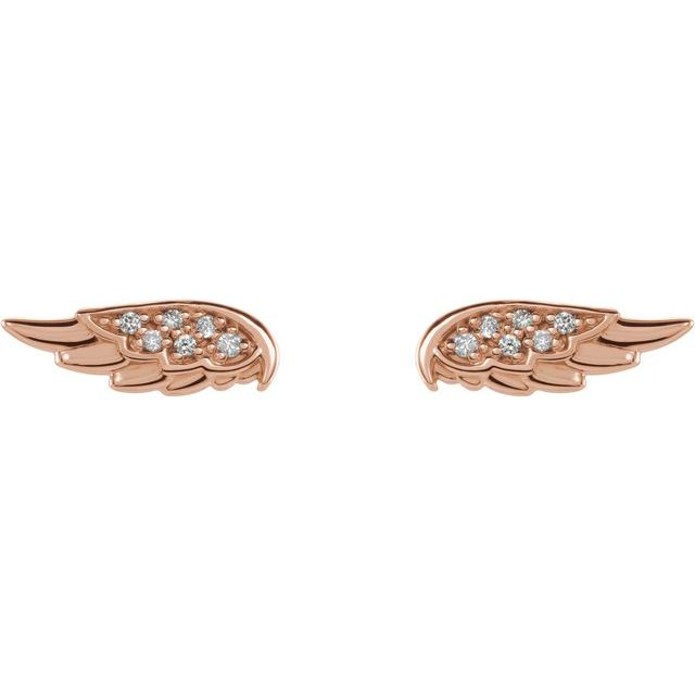 14K Rose .03 CTW Diamond Angel Wing Earrings