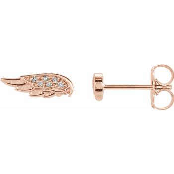 14K Rose .03 CTW Diamond Angel Wing Earrings Ref. 15087457