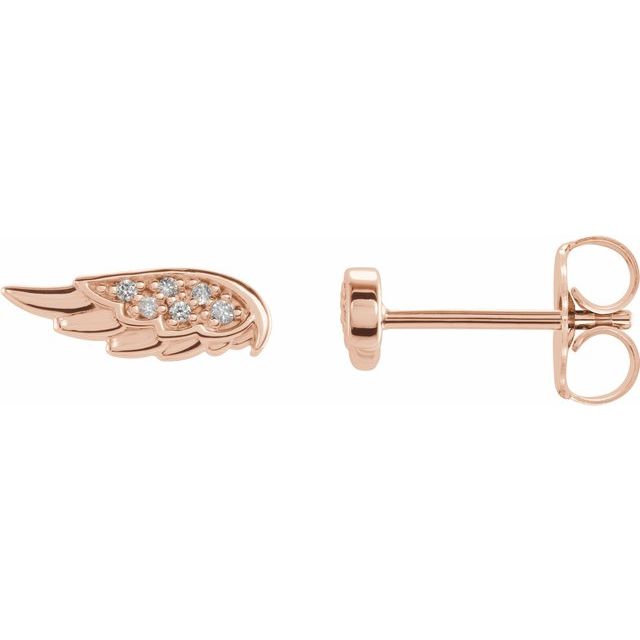 14K Rose .03 CTW Natural Diamond Angel Wing Earrings  