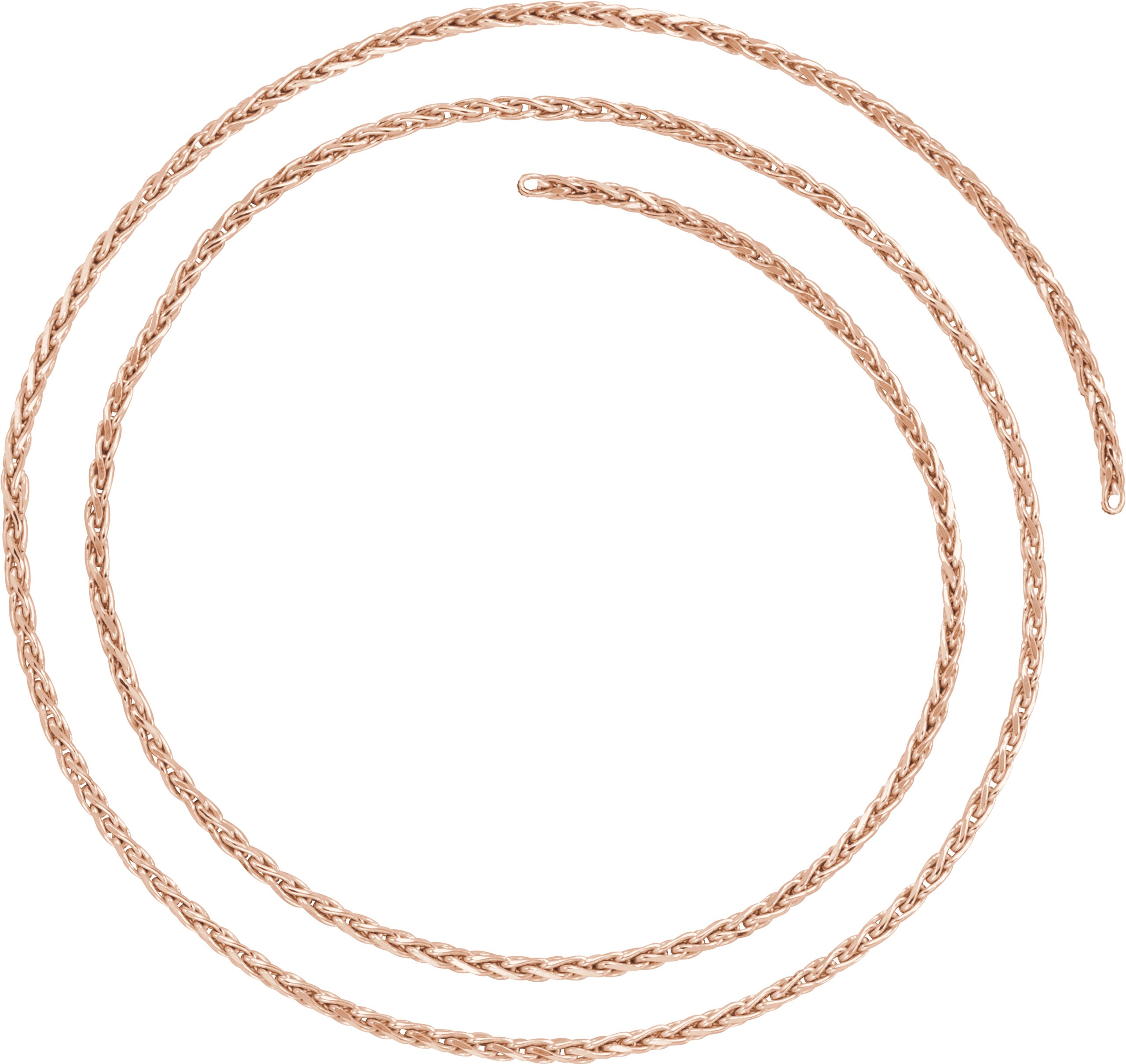 14K Rose 2 mm Diamond Cut Wheat Chain by the Inch
