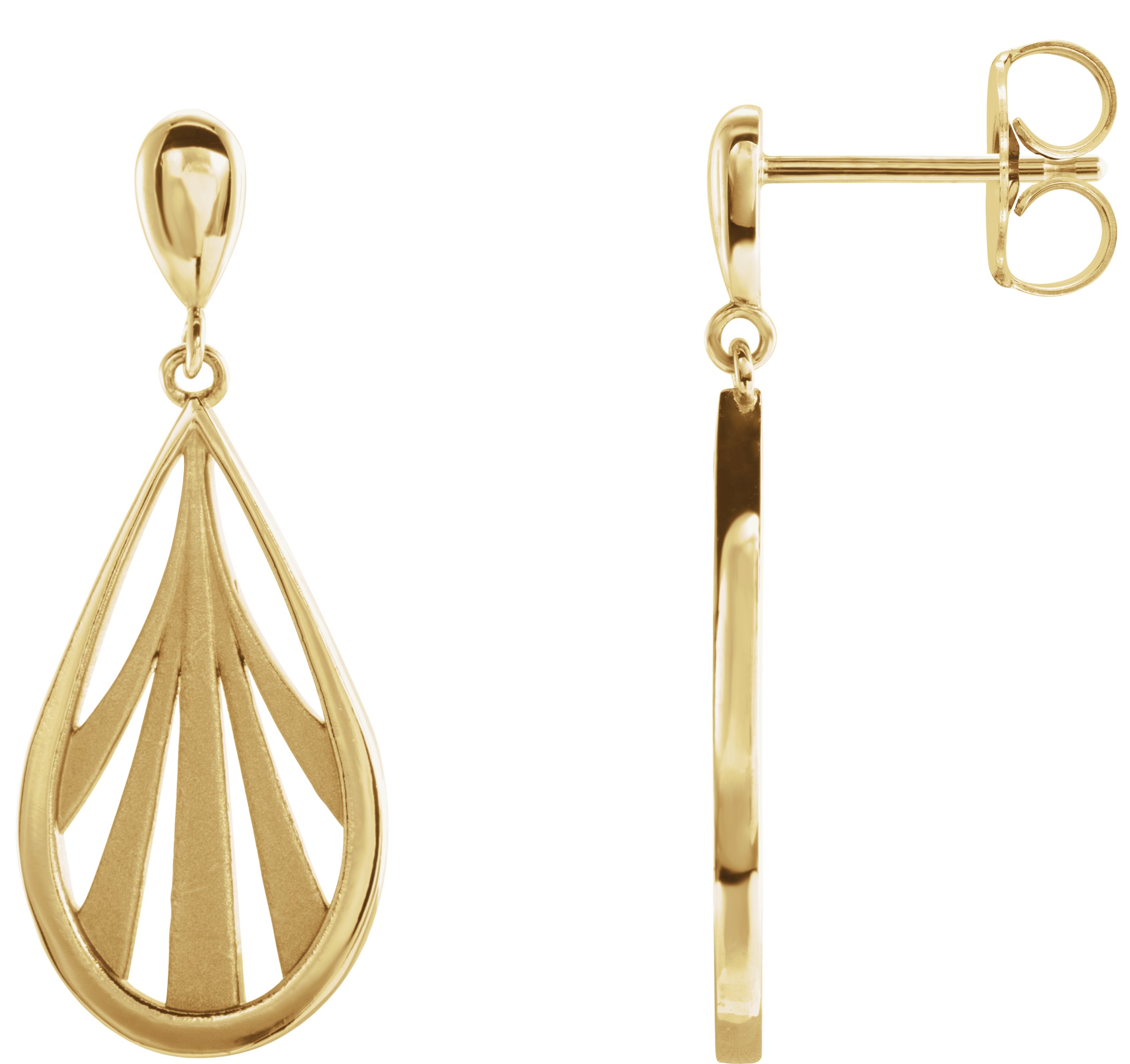 14K Yellow Geometric Dangle Earrings