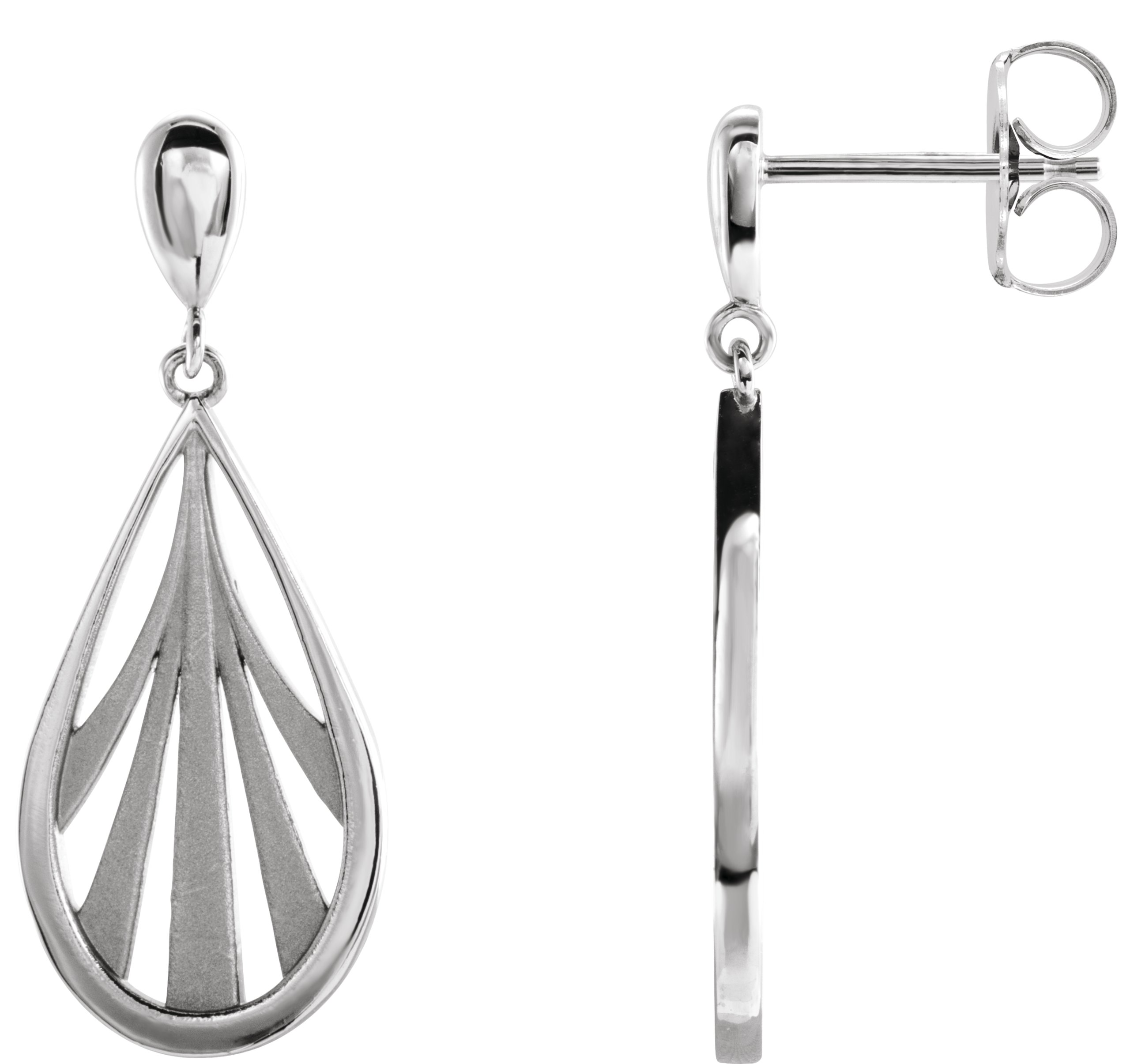 14K White Geometric Dangle Earrings