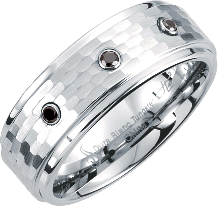 White Tungsten 1/10 CTW Black Diamond 8.3 mm Band Size 8