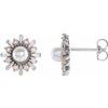 14K White Akoya Pearl, White Opal and .167 CTW Diamond Earrings Ref. 16368431