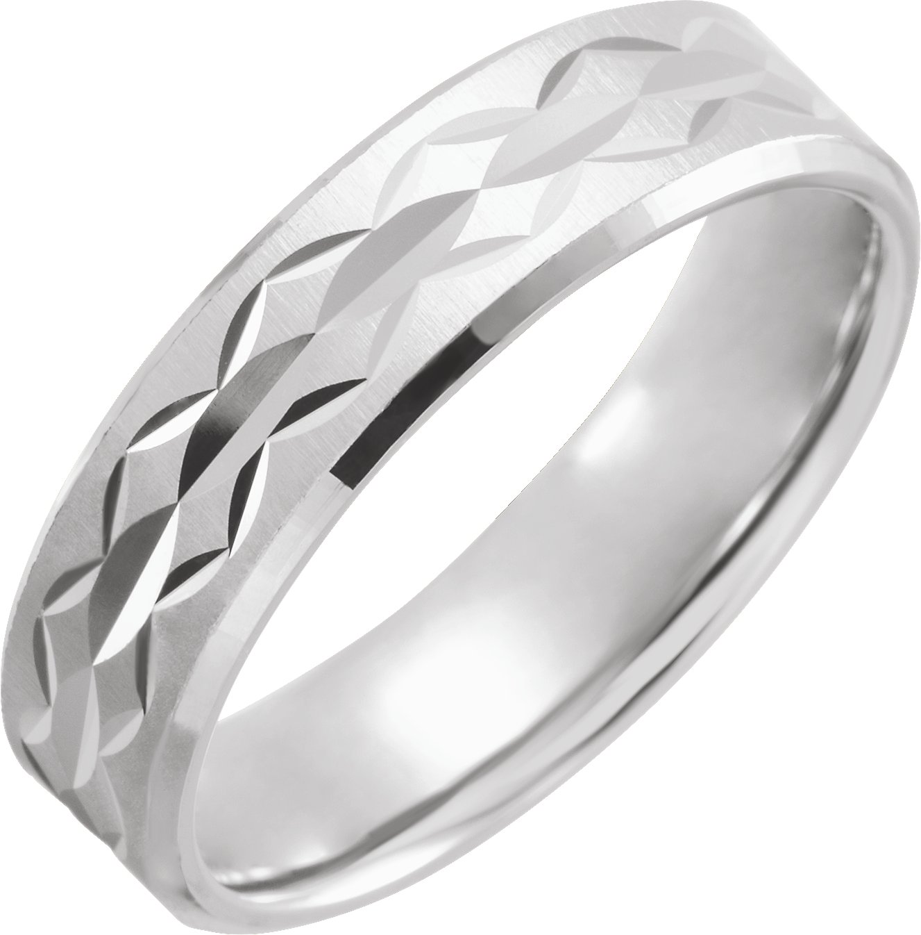 14K White 6 mm Design Band with Satin/Polished Finish Size 11