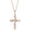 14K Rose .375 CTW Diamond Scattered Cross 16 18 inch Necklace Ref. 16368453