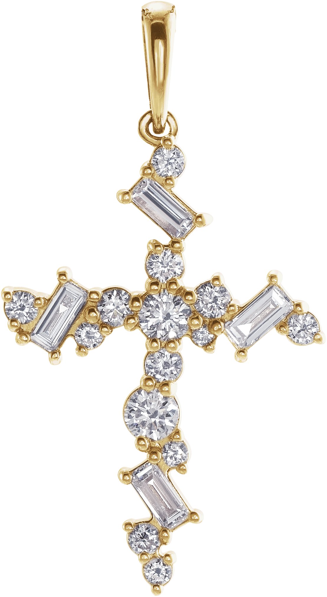 14K Yellow .375 CTW Diamond Scattered Cross Pendant Ref. 16368447