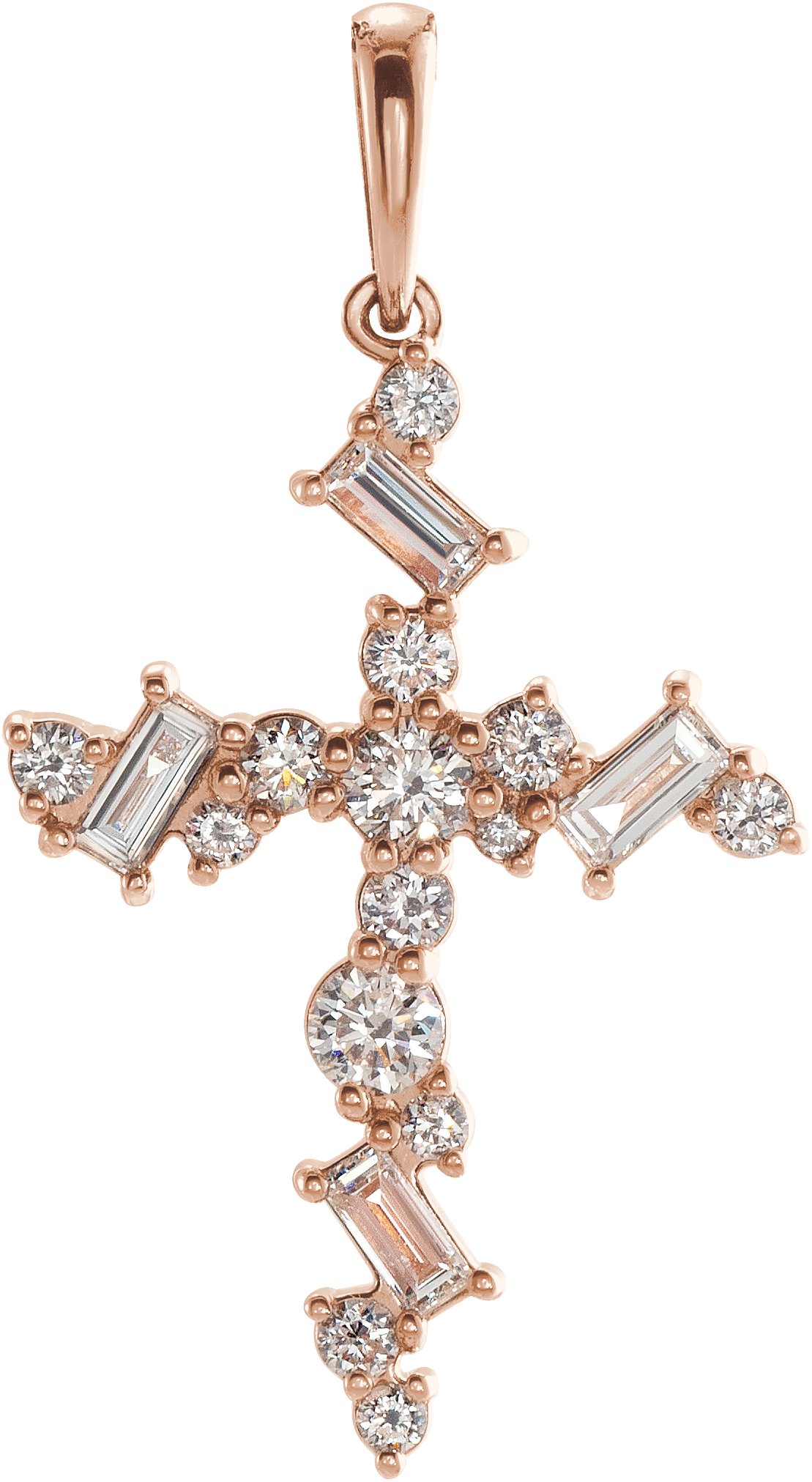 14K Rose .375 CTW Diamond Scattered Cross Pendant Ref. 16368448