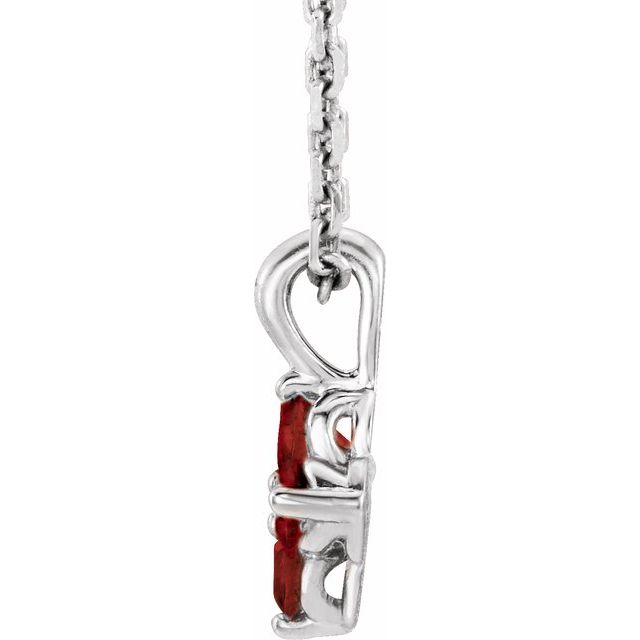 Sterling Silver Imitation Mozambique Garnet Youth 16-18