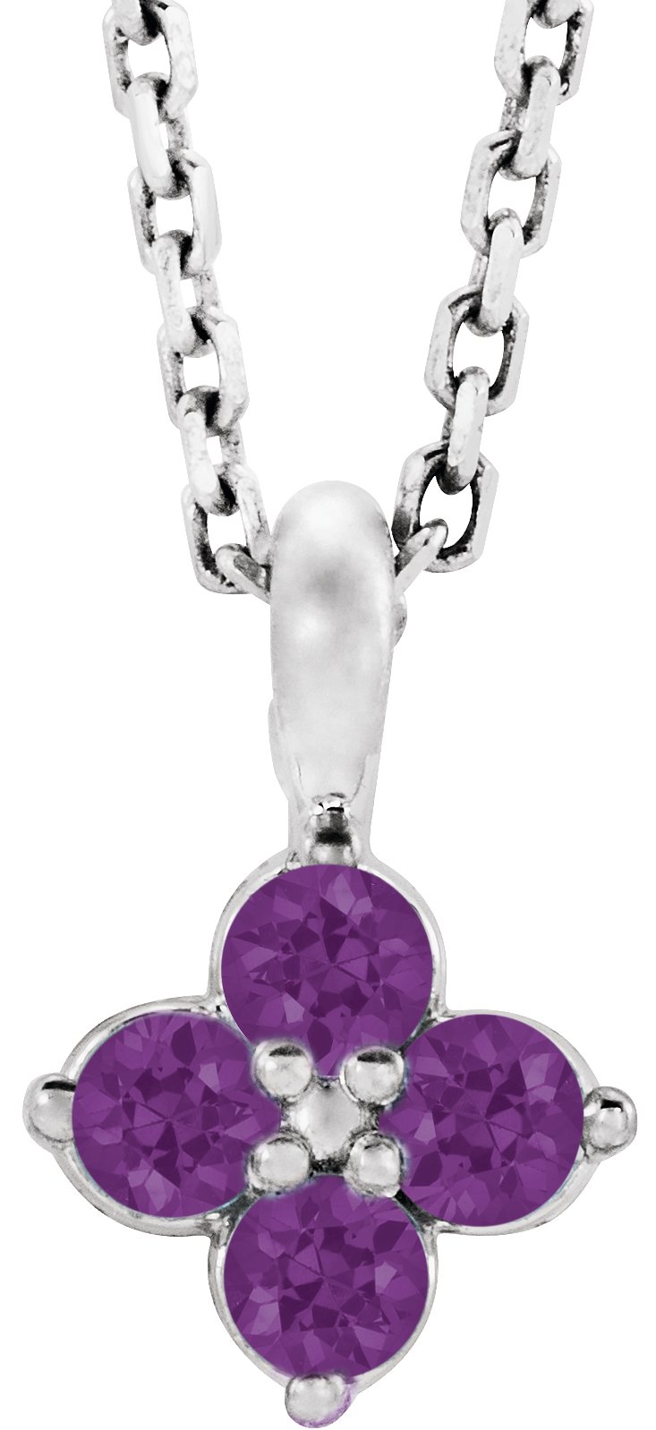 Sterling Silver Imitation Amethyst Youth 16-18" Necklace