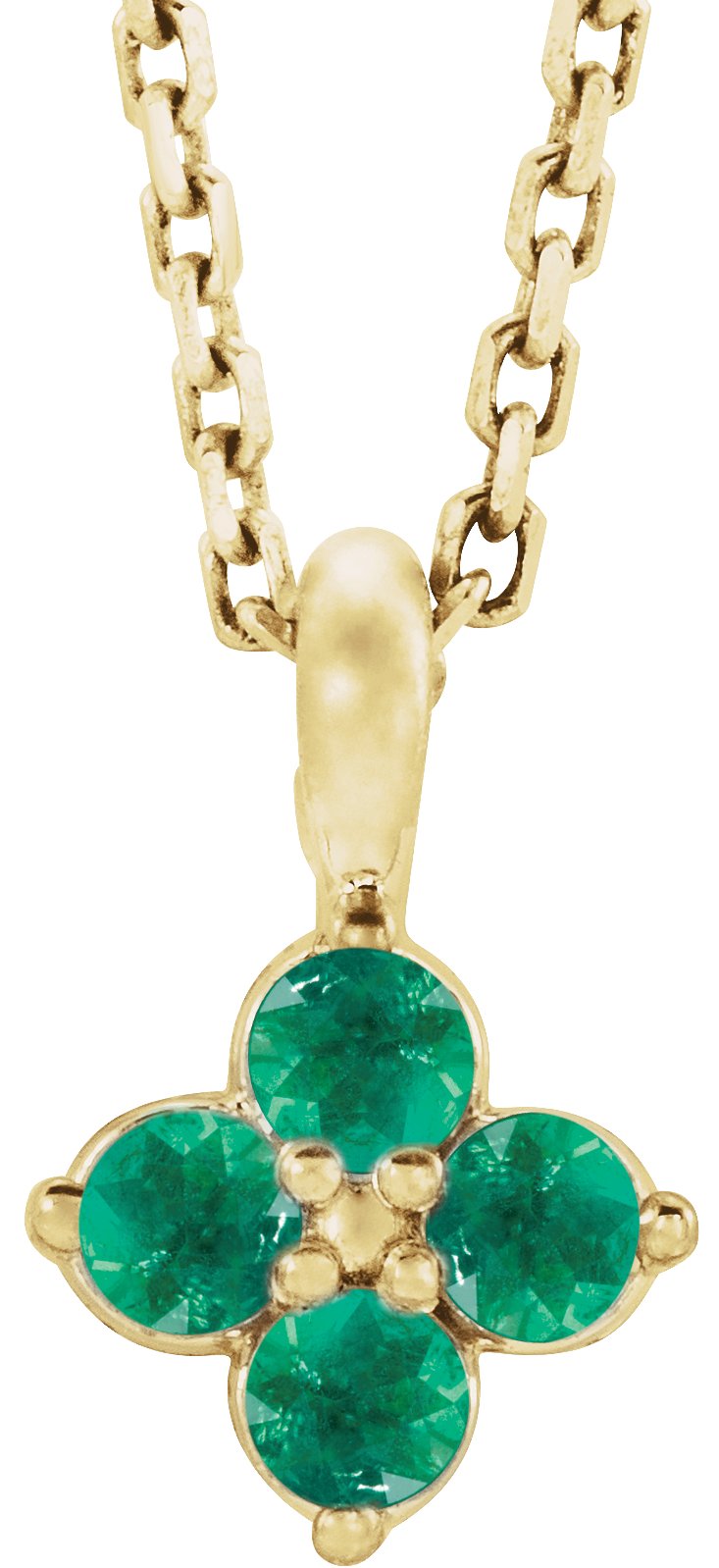 14K Yellow Youth Emerald 16-18" Necklace