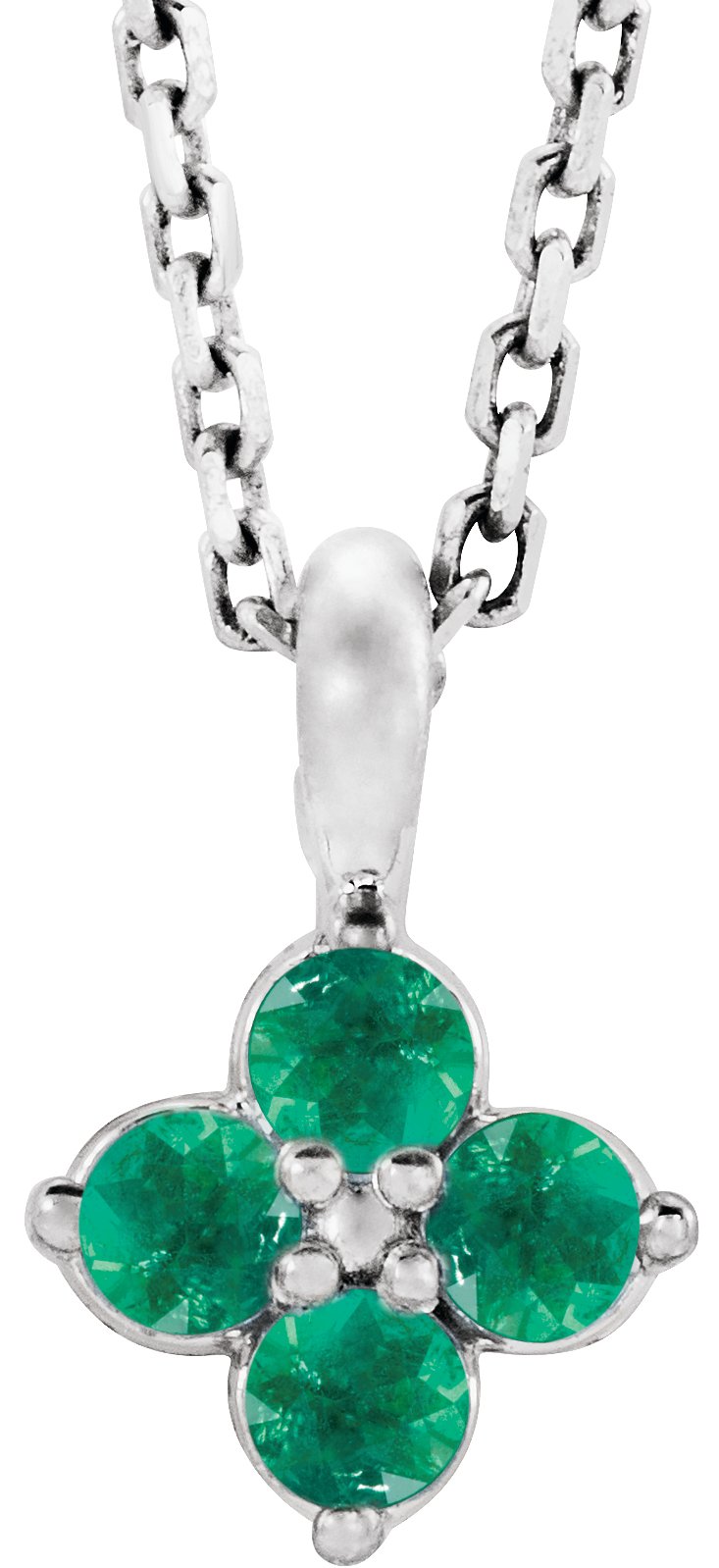 Sterling Silver Youth Emerald 16-18" Necklace