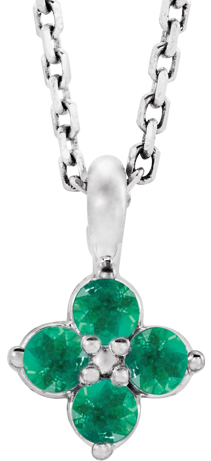 Sterling Silver Imitation Emerald Youth 16-18