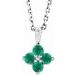 Sterling Silver Imitation Emerald Youth 16-18