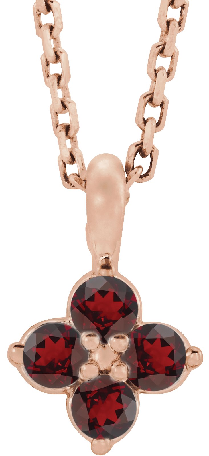 14K Rose Youth Mozambique Garnet 16 18 inch Necklace Ref. 13373894