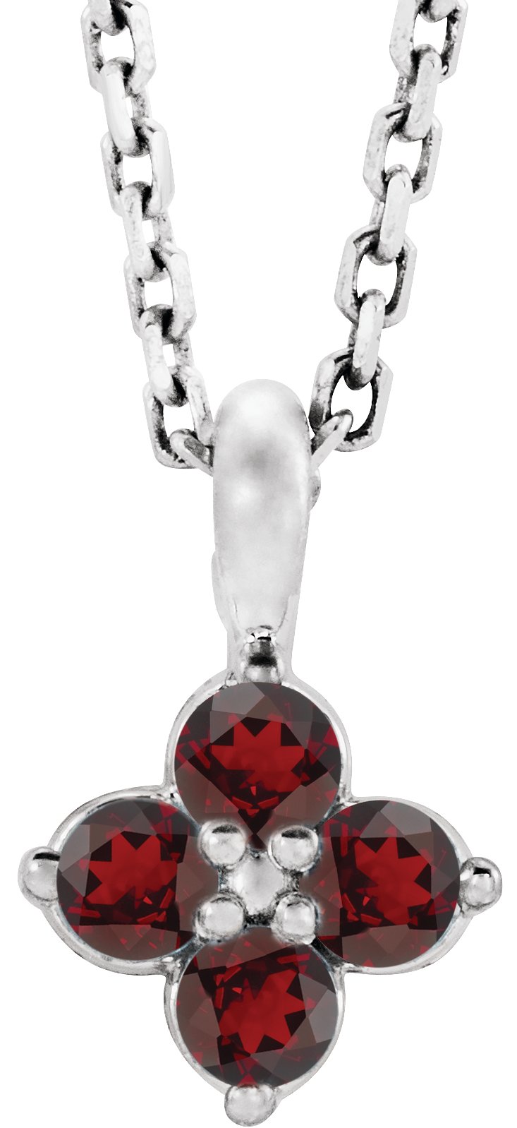 Sterling Silver Youth Imitation Mozambique Garnet 16-18" Necklace