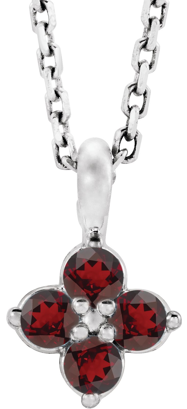 Sterling Silver Imitation Mozambique Garnet Youth 16-18