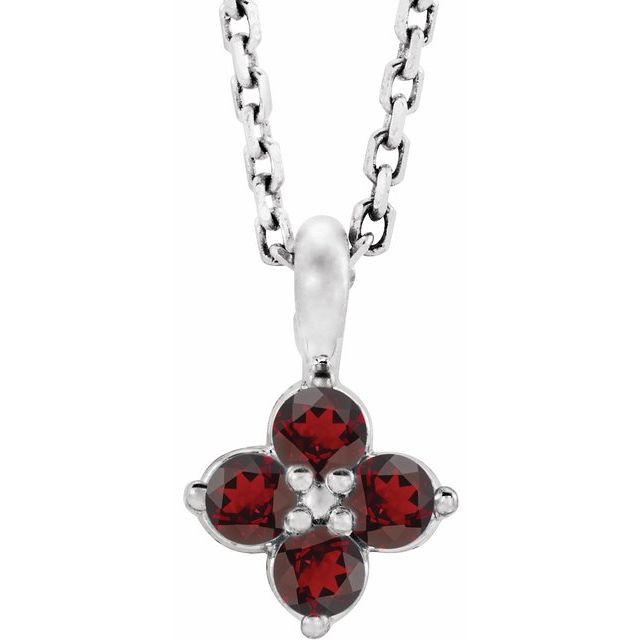 Sterling Silver Imitation Mozambique Garnet Youth 16-18