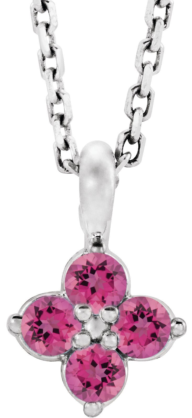 Sterling Silver Imitation Pink Tourmaline Youth 16-18