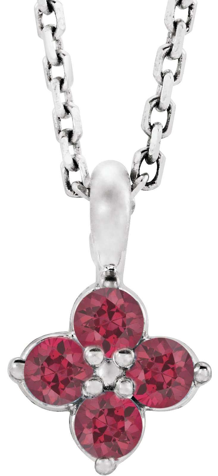 Sterling Silver Imitation Ruby Youth 16-18