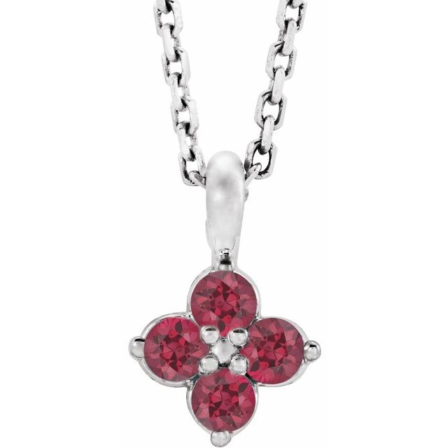 Sterling Silver Imitation Ruby Youth 16-18