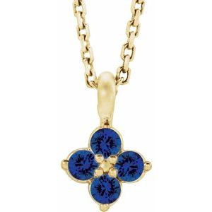 14K Yellow Natural Blue Sapphire Youth 16-18" Necklace