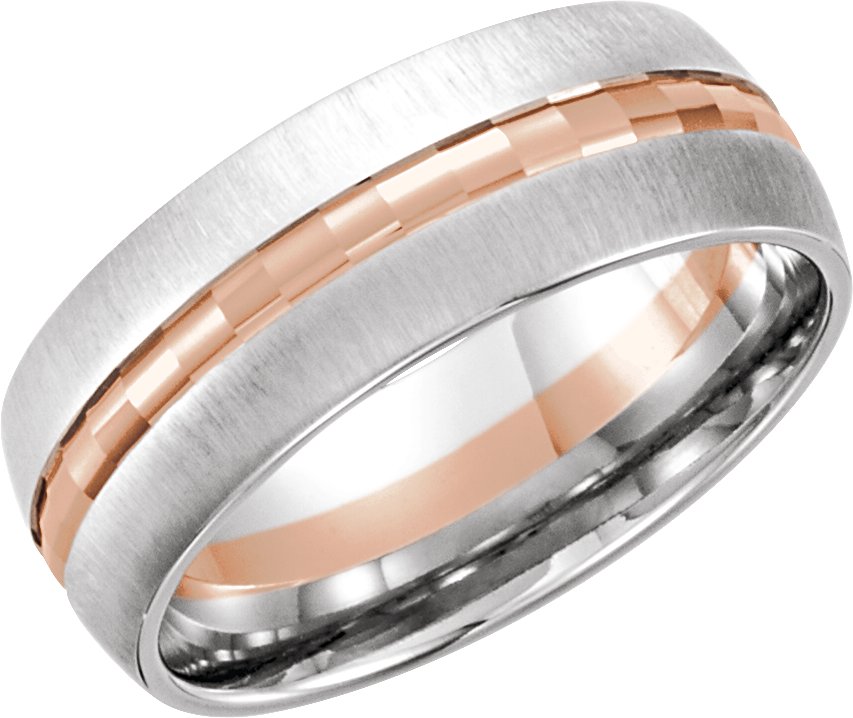 14K White and Rose 8 mm Design Band Size 11 Ref 13477925