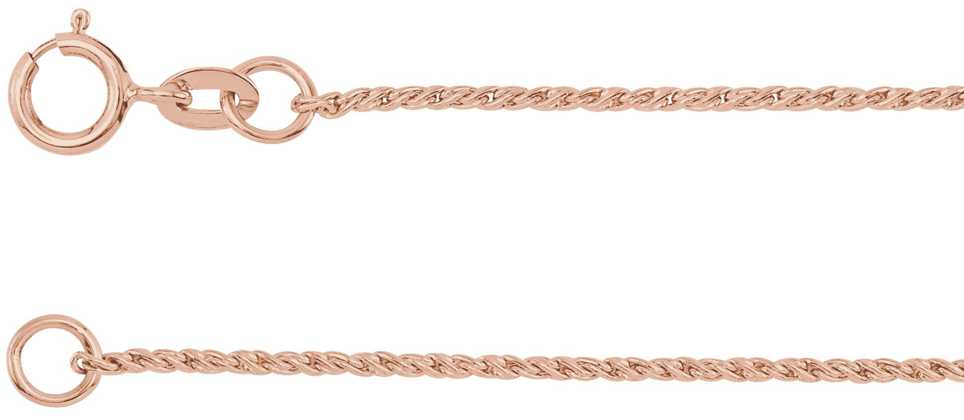 14K Rose 1 mm Twisted Wheat 24" Chain