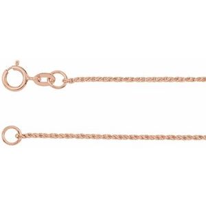 14K Rose 1 mm Twisted Wheat 24" Chain