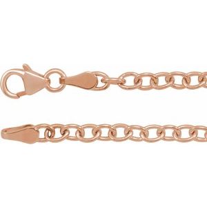 14K Rose 3.25 mm Oval Cable 24" Chain