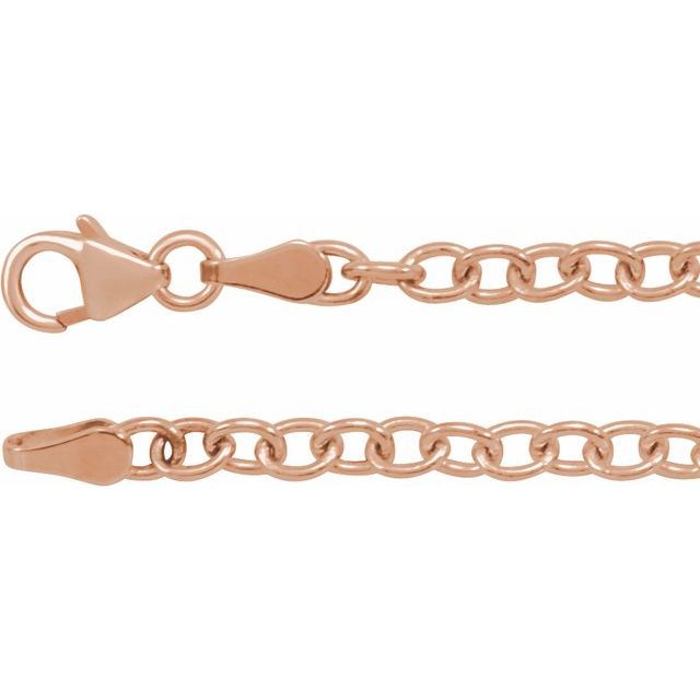 14K Rose 3.25 mm Oval Cable 7 Chain