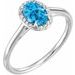 14K White 7x5 mm Natural Swiss Blue Topaz & .03 CTW Natural Diamond Ring