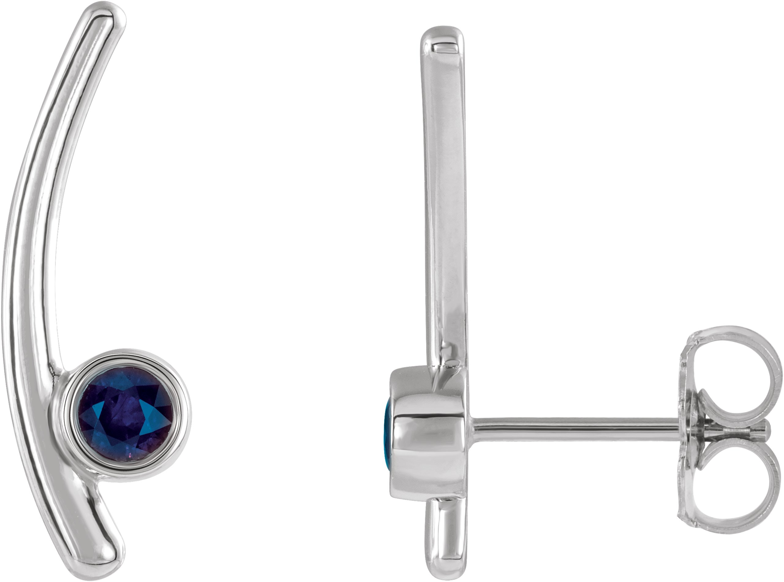 Sterling Silver Chatham Lab Created Alexandrite Ear Climbers Ref 14653585